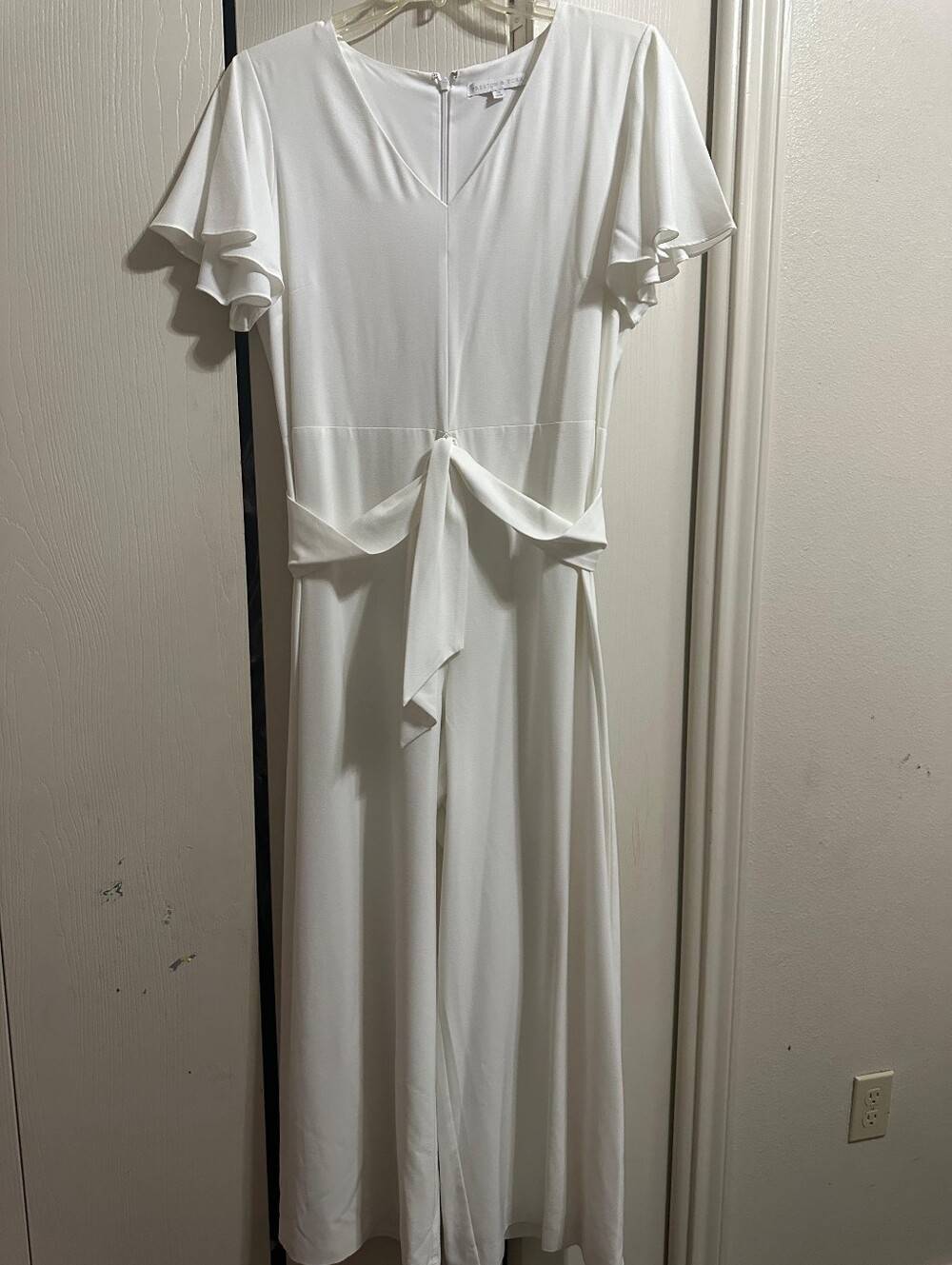 Preston & York Cream Flutter-Sleeve Midi Dress with Waist Accent